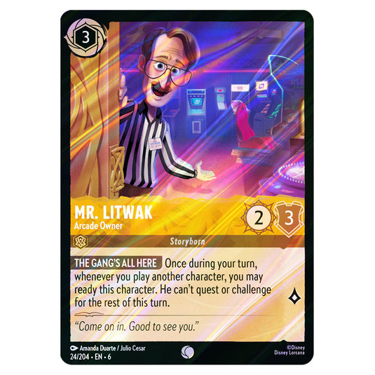 Mr. Litwak - Arcade Owner 24/204 card from the Lorcana set Azurite Sea