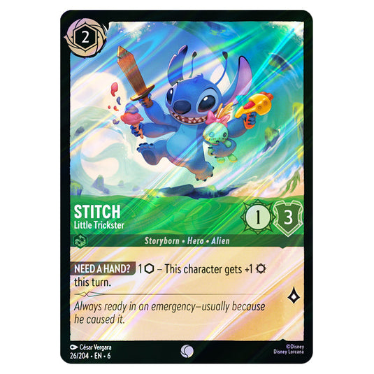 Stitch - Little Trickster 26/204 card from the Lorcana set Azurite Sea