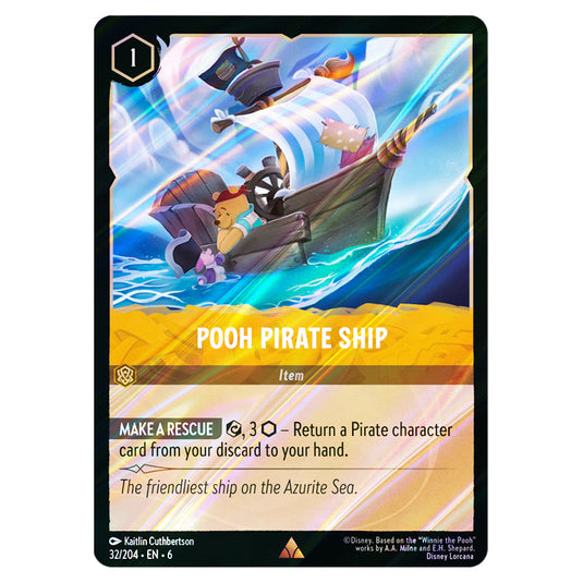 Pooh Pirate Ship 32/204 card from the Lorcana set Azurite Sea