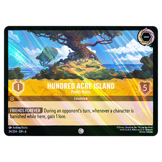 Hundred Acre Island 34/204 card from the Lorcana set Azurite Sea