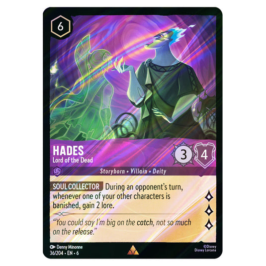 Hades - Lord of the Dead 36/204 card from the Lorcana set Azurite Sea