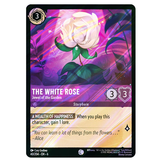 White Rose - Jewel of the Garden 40/204 card from the Lorcana set Azurite Sea