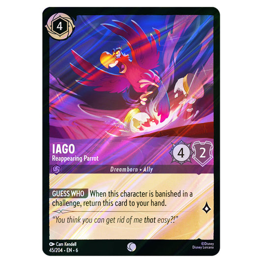 Iago - Reappearing Parrot 45/204 card from the Lorcana set Azurite Sea