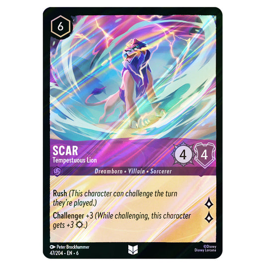 Scar - Tempestuous Lion 47/204 card from the Lorcana set Azurite Sea