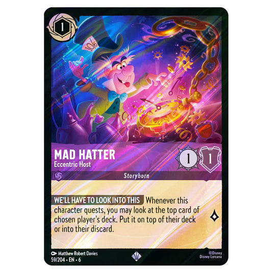 Mad Hatter - Eccentric Host 59/204 card from the Lorcana set Azurite Sea