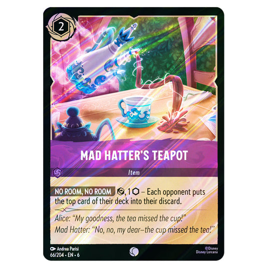 Mad Hatter's Teapot 66/204 card from the Lorcana set Azurite Sea