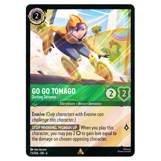 Go Go Tomago - Darting Dynamo 73/204 card from the Lorcana set Azurite Sea