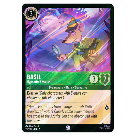 Basil - Hypnotized Mouse 79/204 card from the Lorcana set Azurite Sea