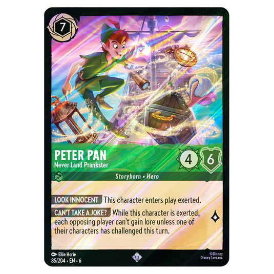 Peter Pan - Never Land Prankster 85/204 card from the Lorcana set Azurite Sea