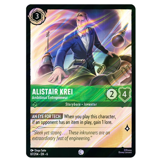 Alistair Krei - Ambitious Entrepreneur 87/204 card from the Lorcana set Azurite Sea