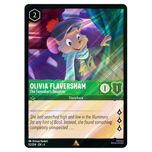 Olivia Flaversham - The Toymaker's Daughter 92/204 card from the Lorcana set Azurite Sea