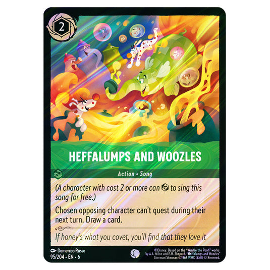 Heffalumps and Woozles 95/204 card from the Lorcana set Azurite Sea