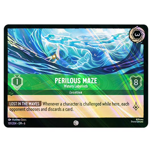 Perilous Maze 101/204 card from the Lorcana set Azurite Sea