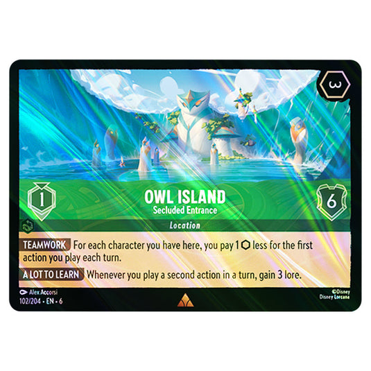Owl Island 102/204 card from the Lorcana set Azurite Sea