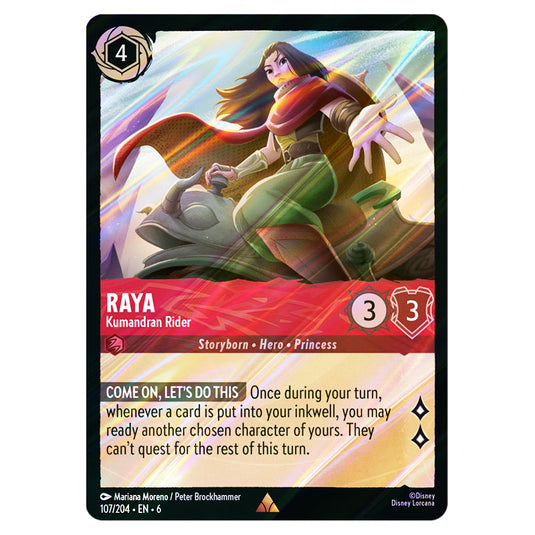 Raya - Kumandran Rider 107/204 card from the Lorcana set Azurite Sea