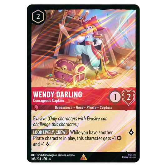 Wendy Darling - Courageous Captain 108/204 card from the Lorcana set Azurite Sea