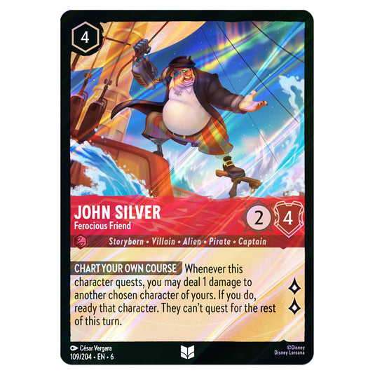 John Silver - Ferocious Friend 109/204 card from the Lorcana set Azurite Sea