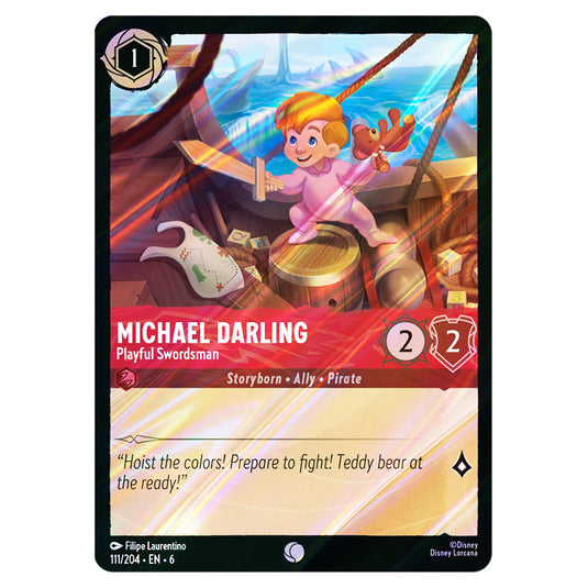 Michael Darling - Playful Swordsman 111/204 card from the Lorcana set Azurite Sea