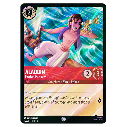 Aladdin - Fearless Navigator 112/204 card from the Lorcana set Azurite Sea