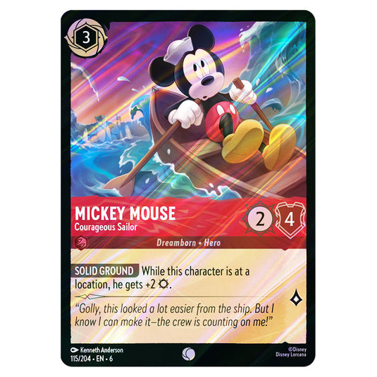 Mickey Mouse - Courageous Sailor 115/204 card from the Lorcana set Azurite Sea