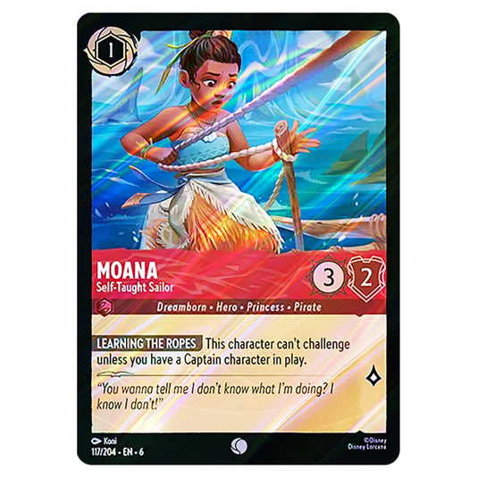 Moana - Self-Taught Sailor 117/204 card from the Lorcana set Azurite Sea