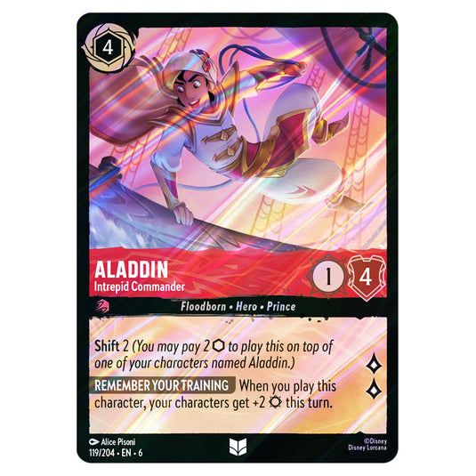 Aladdin - Intrepid Commander 119/204 card from the Lorcana set Azurite Sea