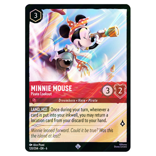 Minnie Mouse - Pirate Lookout 120/204 card from the Lorcana set Azurite Sea