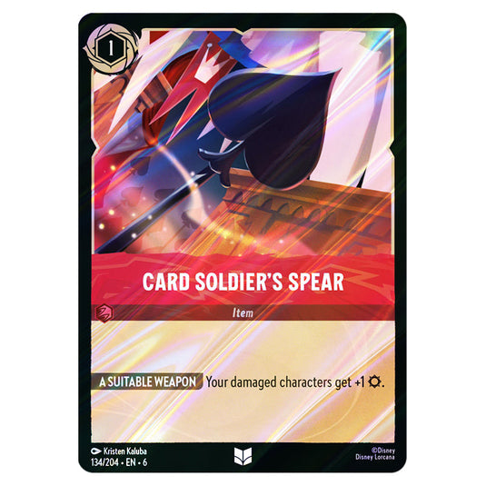 Card Soldier's Spear 134/204 card from the Lorcana set Azurite Sea