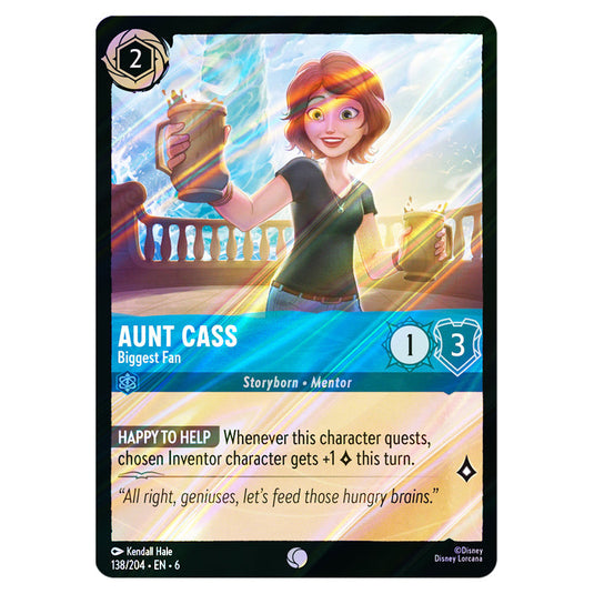 Aunt Cass - Biggest Fan 138/204 card from the Lorcana set Azurite Sea