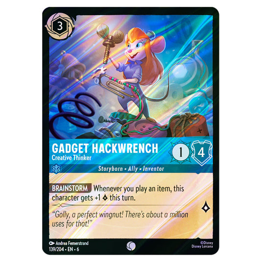 Gadget Hackwrench - Creative Thinker 139/204 card from the Lorcana set Azurite Sea