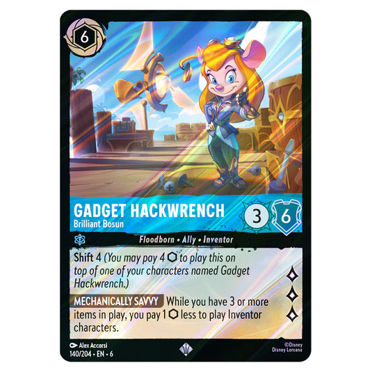 Gadget Hackwrench - Brilliant Bosun 140/204 card from the Lorcana set Azurite Sea