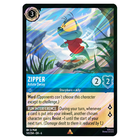 Zipper - Astute Decoy 141/204 card from the Lorcana set Azurite Sea