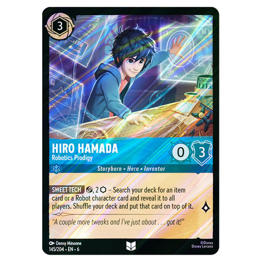 Hiro Hamada - Robotics Prodigy 145/204 card from the Lorcana set Azurite Sea