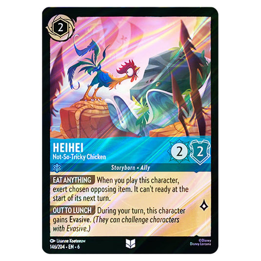 HeiHei - Not-so-Tricky Chicken 146/204 card from the Lorcana set Azurite Sea