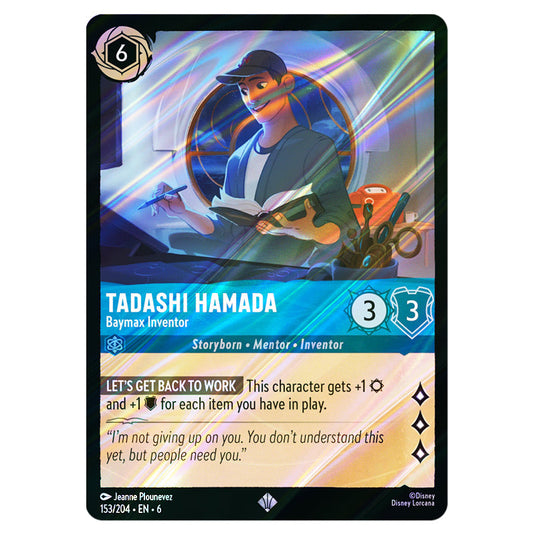 Tadashi Hamada - Baymax Inventor 153/204 card from the Lorcana set Azurite Sea