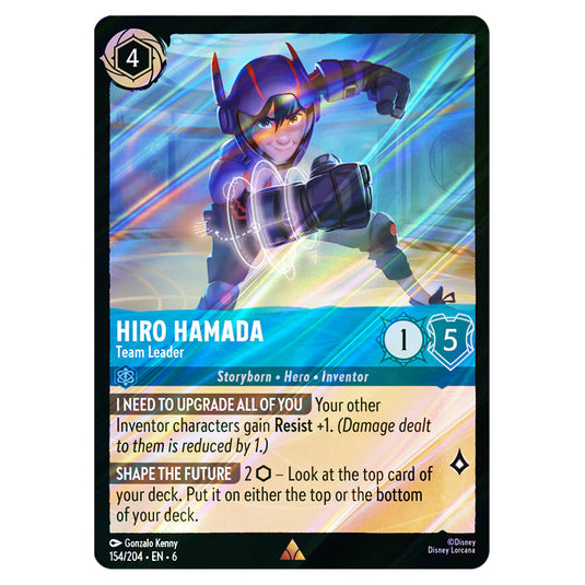 Hiro Hamada - Team Leader 154/204 card from the Lorcana set Azurite Sea