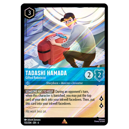 Tadashi Hamada - Gifted Roboticist 155/204 card from the Lorcana set Azurite Sea