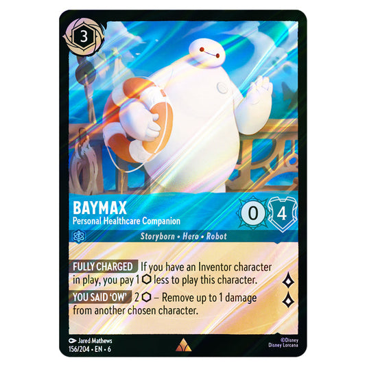 Baymax - Personal Healthcare Companion 156/204 card from the Lorcana set Azurite Sea