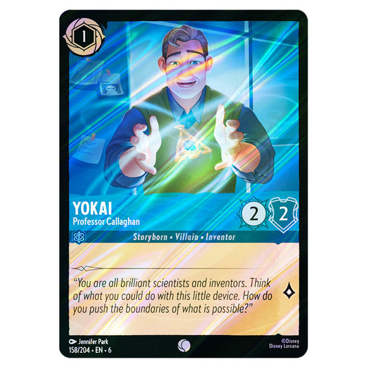 Yokai - Professor Callaghan 158/204 card from the Lorcana set Azurite Sea