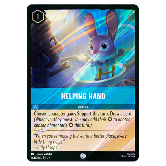 Helping Hand 164/204 card from the Lorcana set Azurite Sea