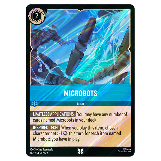 Microbots 167/204 card from the Lorcana set Azurite Sea