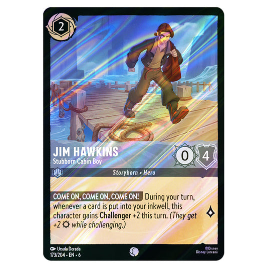 Jim Hawkins - Stubborn Cabin Boy 173/204 card from the Lorcana set Azurite Sea