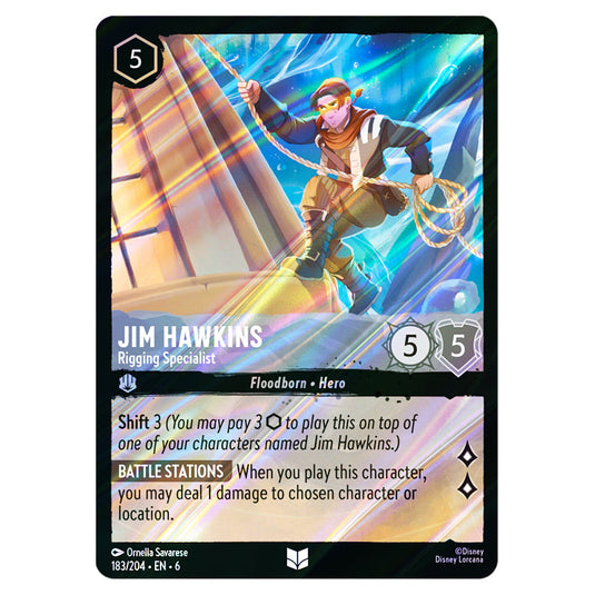 Jim Hawkins - Rigging Specialist 183/204 card from the Lorcana set Azurite Sea