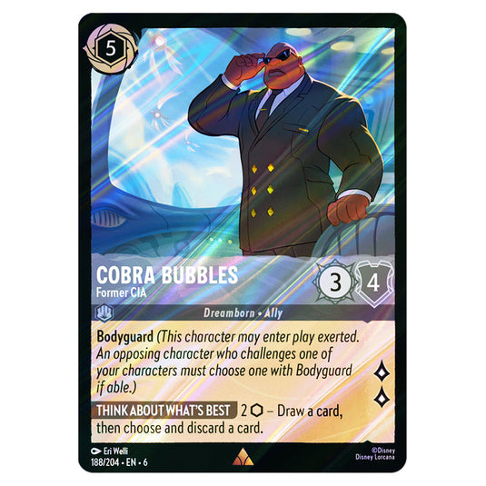 Cobra Bubbles - Former CIA 188/204 card from the Lorcana set Azurite Sea