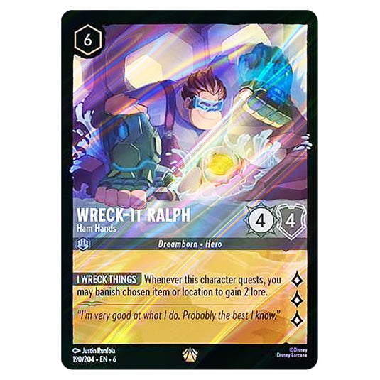 Wreck-It Ralph - Ham Hands 190/204 card from the Lorcana set Azurite Sea