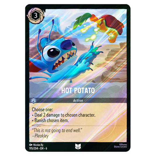 Hot Potato 195/204 card from the Lorcana set Azurite Sea