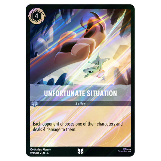 Unfortunate Situation 199/204 card from the Lorcana set Azurite Sea