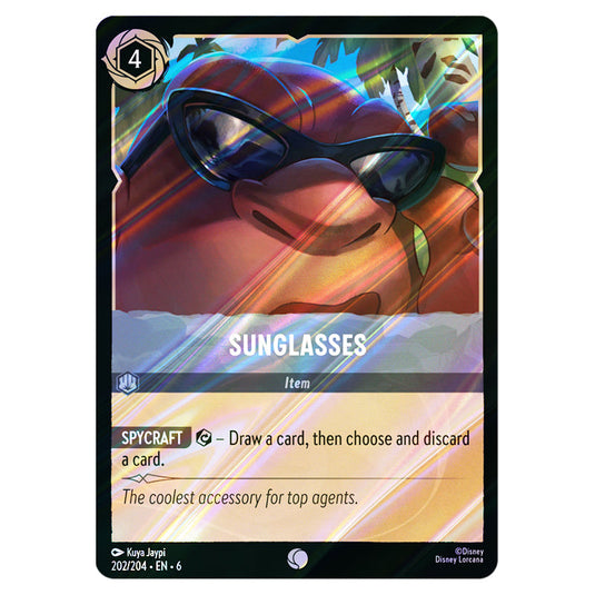Sunglasses 202/204 card from the Lorcana set Azurite Sea