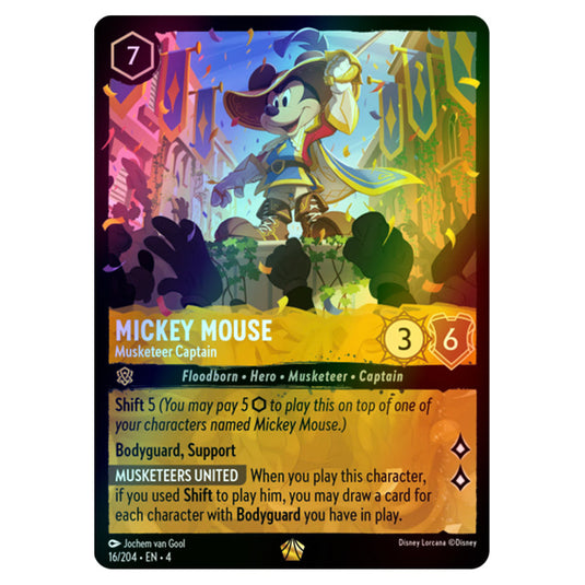 Lorcana - Ursula's Return - Mickey Mouse - Musketeer Captain (Legendary) - 16/204 (Foil)