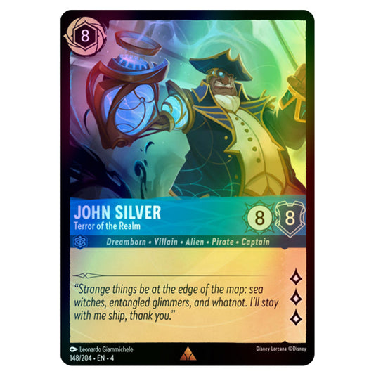 Lorcana - Ursula's Return - John Silver - Terror of the Realm (Rare) - 148/204 (Foil) Lorcana - Ursula's Return - John Silver - Terror of the Realm (Rare) - 148/204 (Foil)